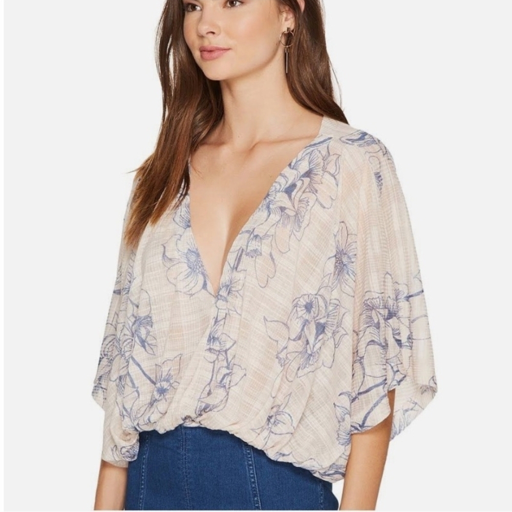 Free People One Dance Low Cut Floral Top